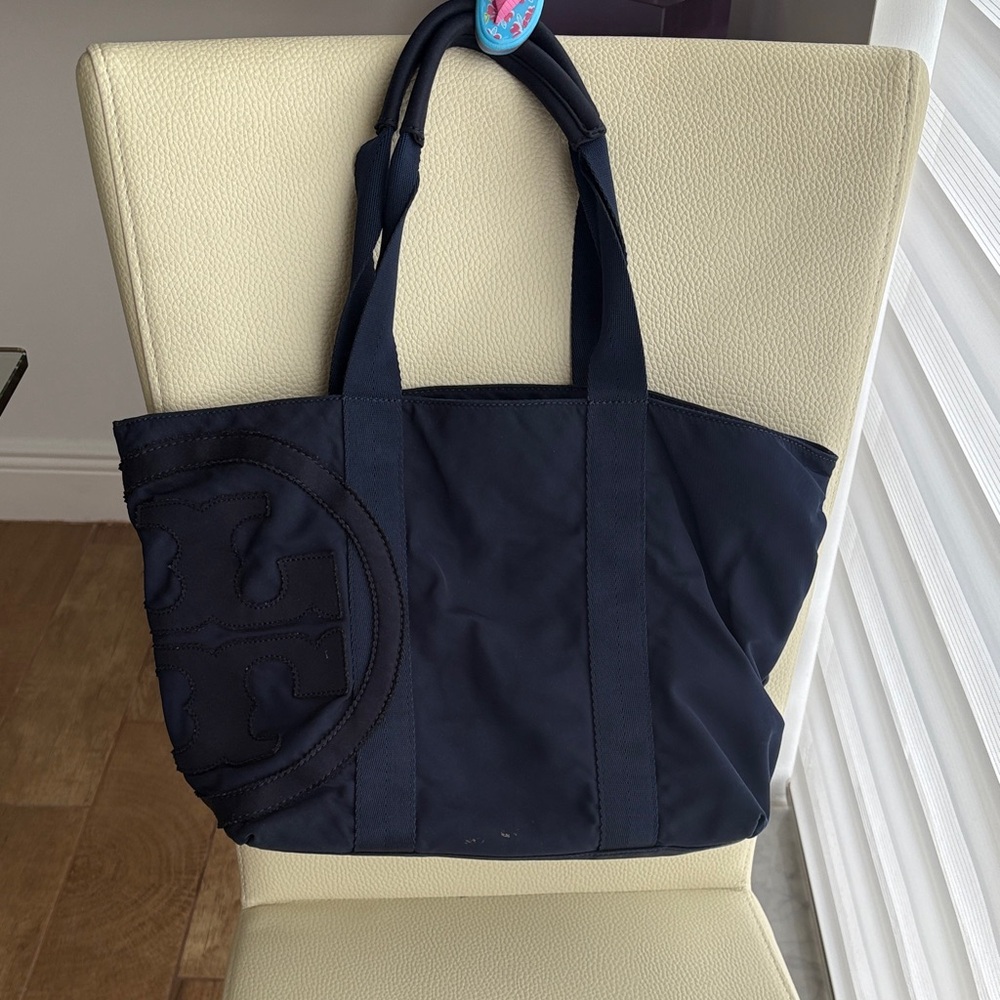 Tory Burch Dark Blue Canvas Tote